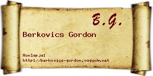 Berkovics Gordon névjegykártya